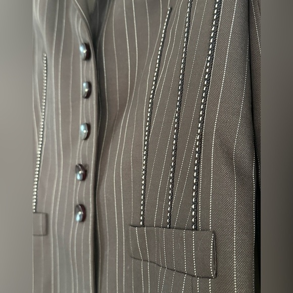 Escada Pinstripe Silk Wool Blazer S Tailored Minimalist Business Quiet Luxury - Picture 5 of 11